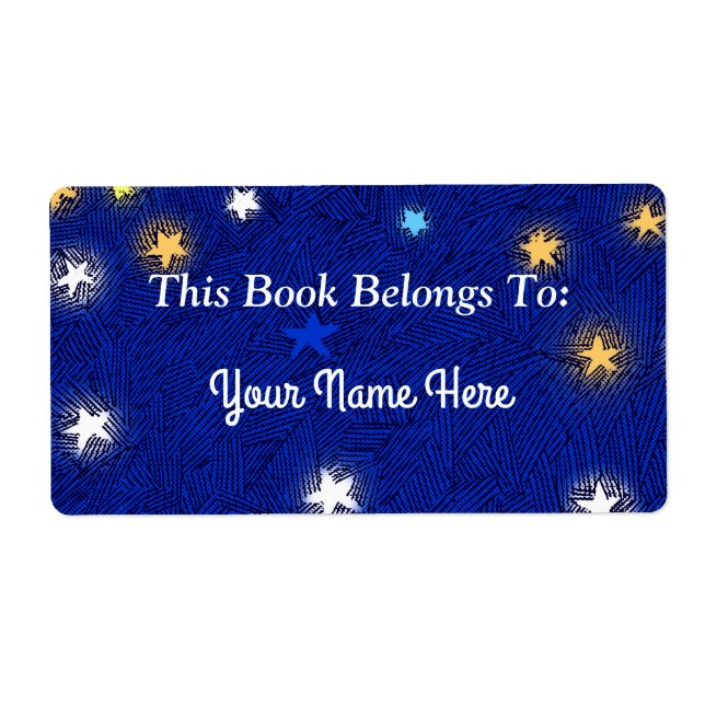 Coloured Evening Stars Etching Custom Bookplate (Front)