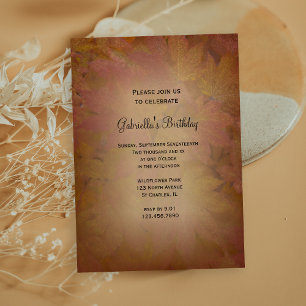 Coloured Fall Maple Leaves Birthday Party Invitation