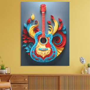 Coloured Fantasy Guitar Canvas Print