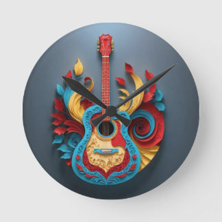  Coloured Fantasy Guitar Round Clock