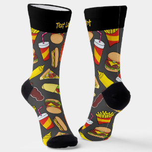 Coloured Fast Food Icons Pattern Socks