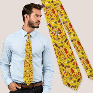 Coloured Fast Food Icons Pattern Tie