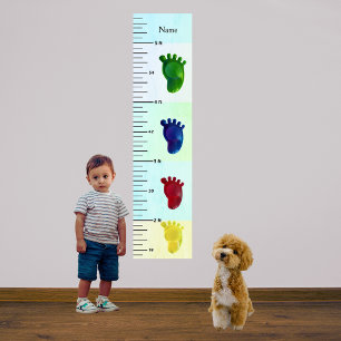 Coloured Feet Pastel Growth Chart Add Child's Name Photo Print