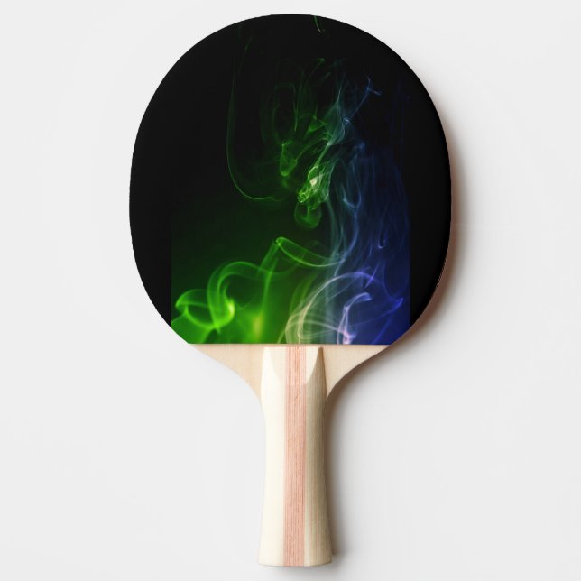 Coloured Fire - Green & Blue Ping Pong Paddle (Front)