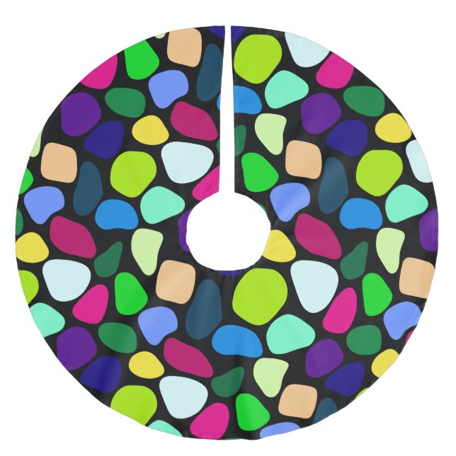Coloured Flat Stone Mosaic I + your ideas Brushed Polyester Tree Skirt (Front)