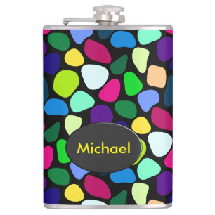 Coloured Flat Stone Mosaic I + your ideas Hip Flask