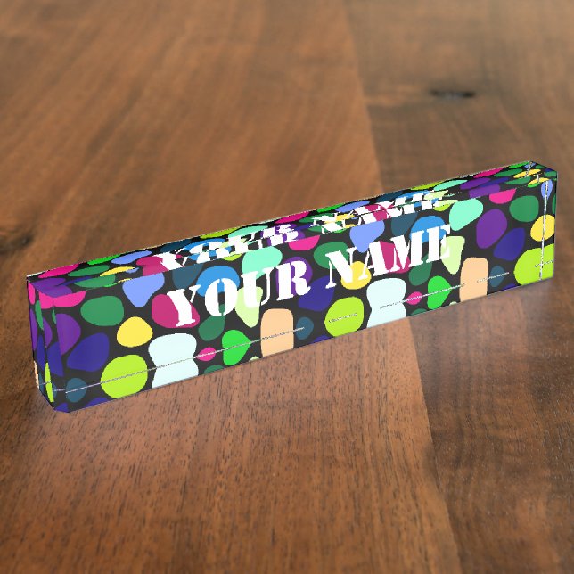 Coloured Flat Stone Mosaic I + your ideas Nameplate (Side)