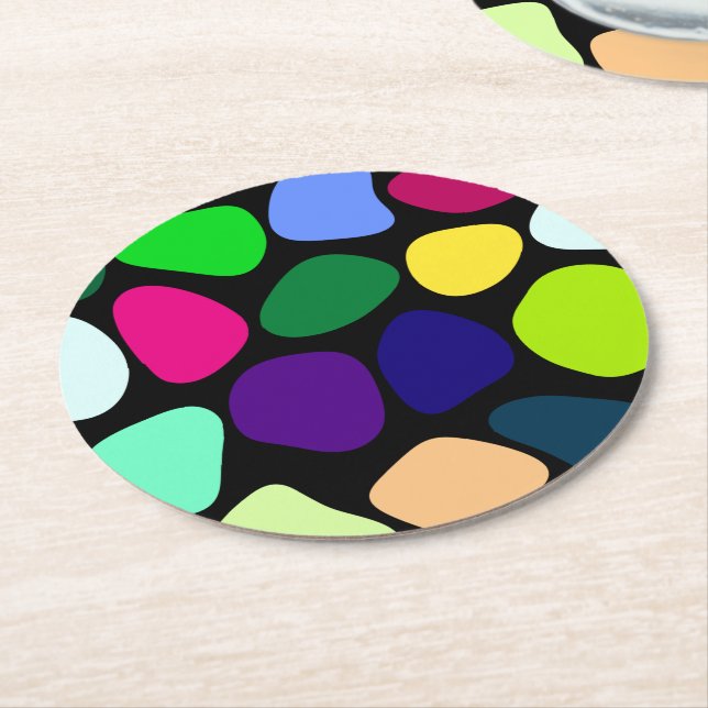 Coloured Flat Stone Mosaic I + your ideas Round Paper Coaster (Angled)