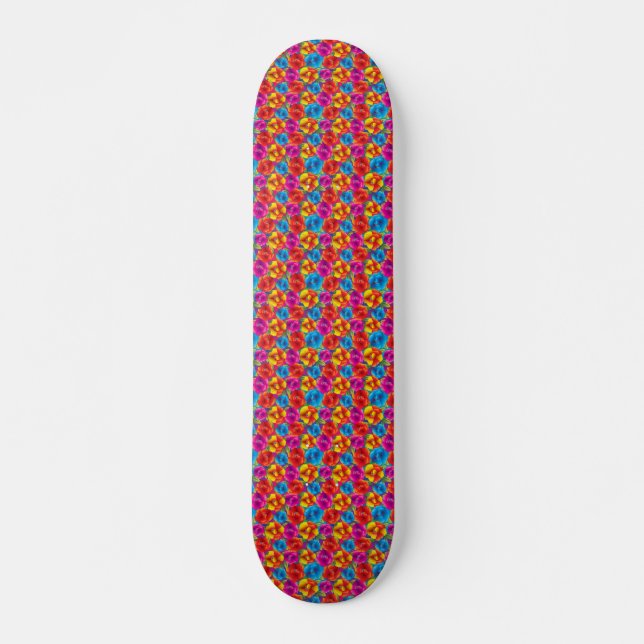 Coloured Flowers Skateboard (Front)