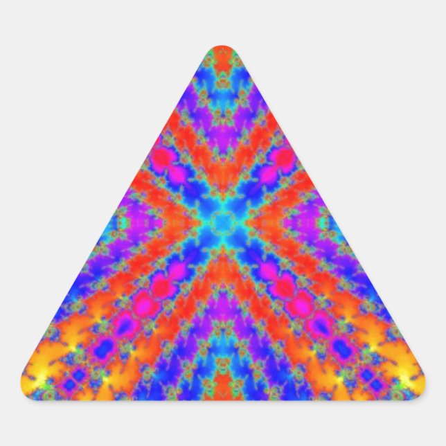 coloured fractal kaleidoscope Art Triangle Sticker (Front)