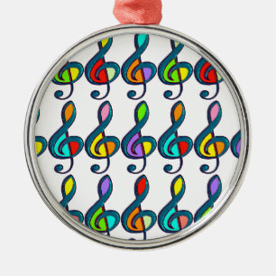 coloured G clef music notes pattern Metal Tree Decoration