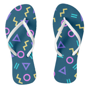 Coloured Geometric Shapes Pattern Flip Flops