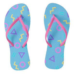 Coloured Geometric Shapes Pattern Flip Flops