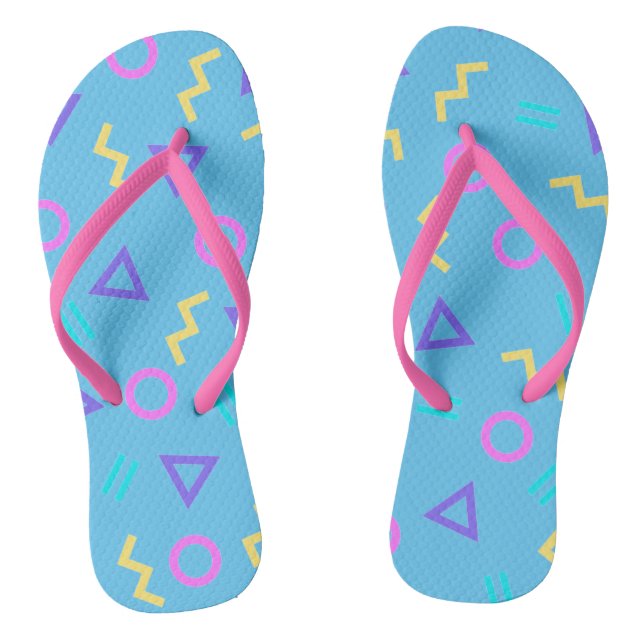 Coloured Geometric Shapes Pattern Flip Flops (Footbed)