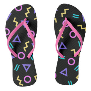 Coloured Geometric Shapes Pattern Flip Flops