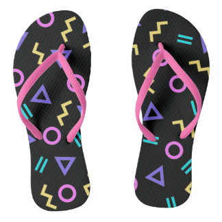 Coloured Geometric Shapes Pattern Flip Flops