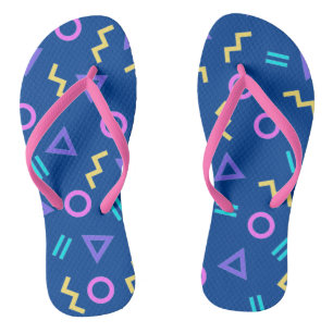 Coloured Geometric Shapes Pattern Flip Flops