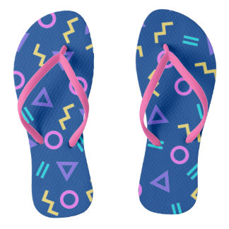 Coloured Geometric Shapes Pattern Flip Flops