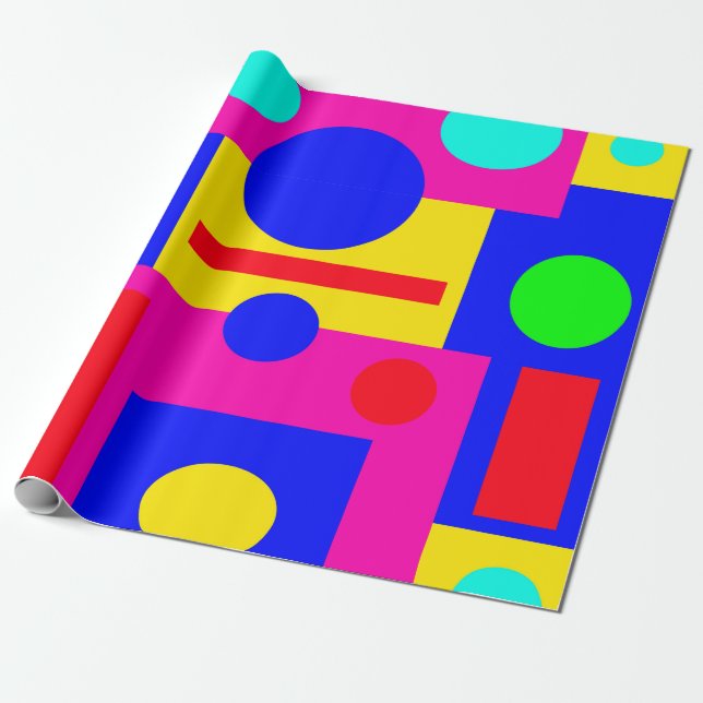 Coloured geometric shapes wrapping paper (Unrolled)