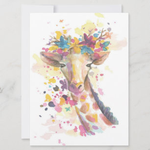 Coloured Giraffe watercolor   Perfect gift