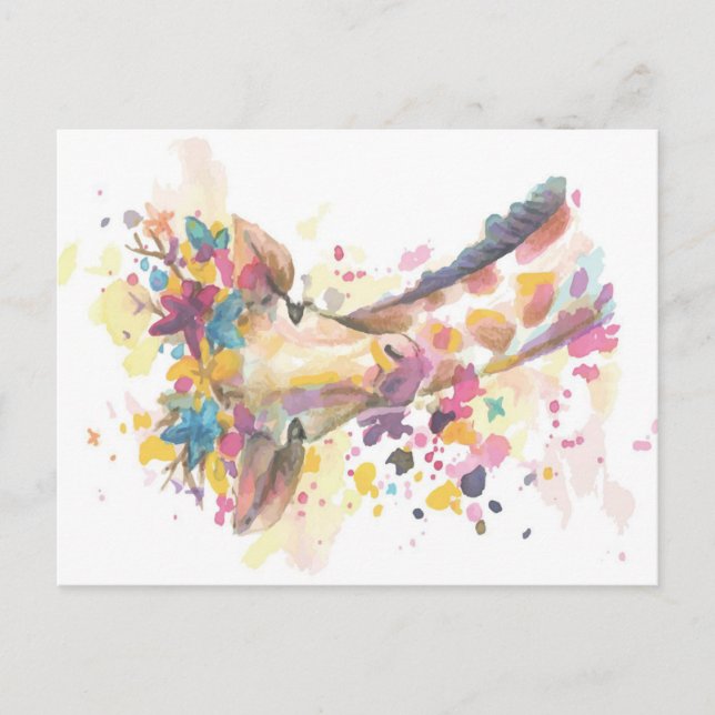Coloured Giraffe watercolor | Perfect gift Holiday Postcard (Front)