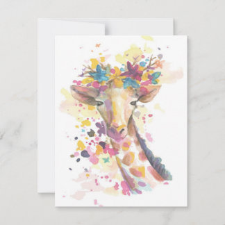 Coloured Giraffe watercolor | Perfect gift Invitation