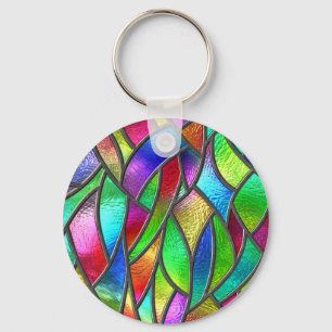 Coloured Glass Pattern 3D Texture Key Ring