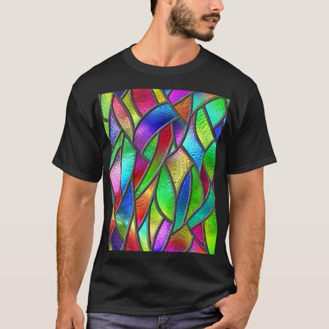 Coloured Glass Pattern 3D Texture T-Shirt (Front)