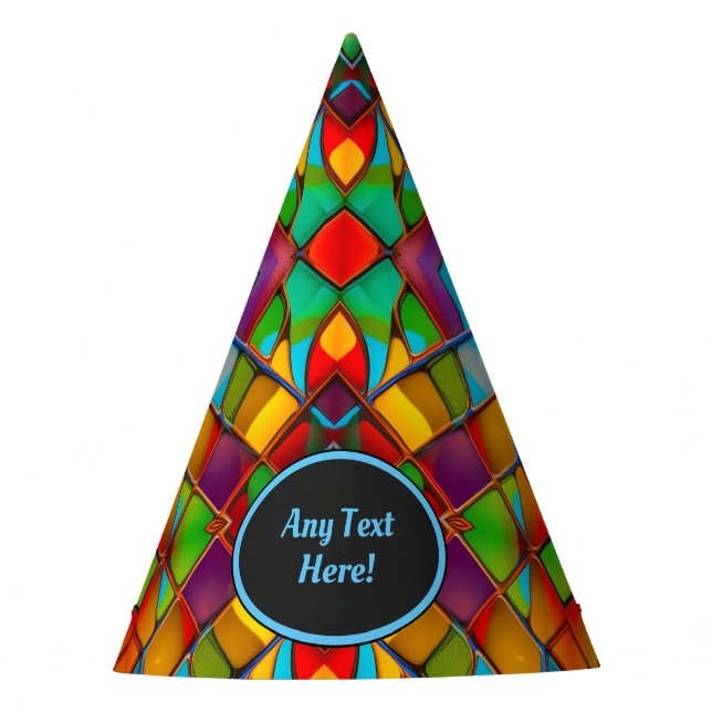 Coloured Glass: Vibrant Stained Window Style custo Party Hat (Front)