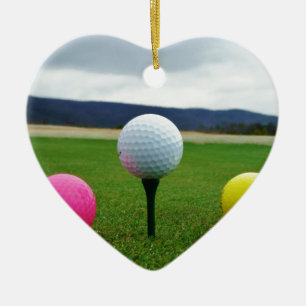 Coloured Golf Balls, mountain tee Ceramic Tree Decoration