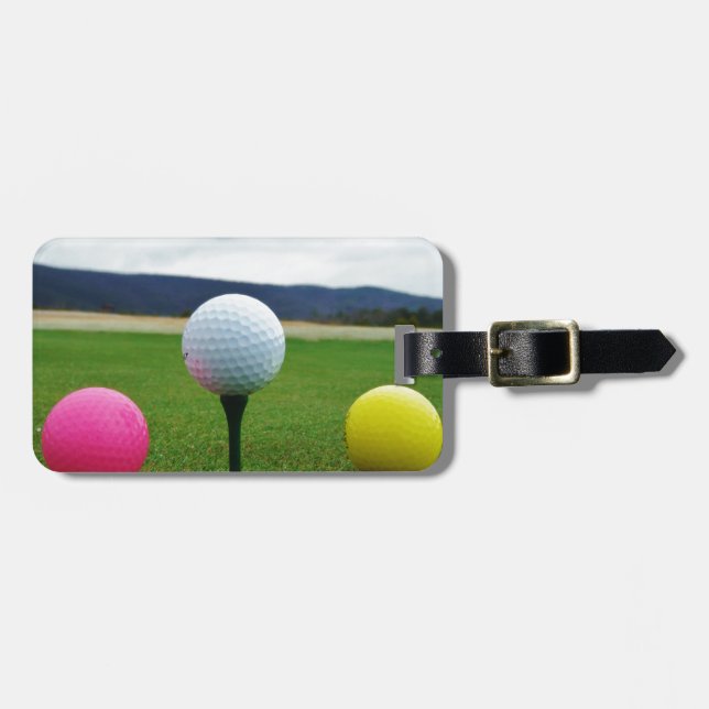 Coloured Golf Balls, mountain tee Luggage Tag (Front Horizontal)