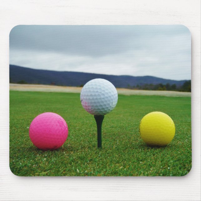Coloured Golf Balls, mountain tee Mouse Pad (Front)