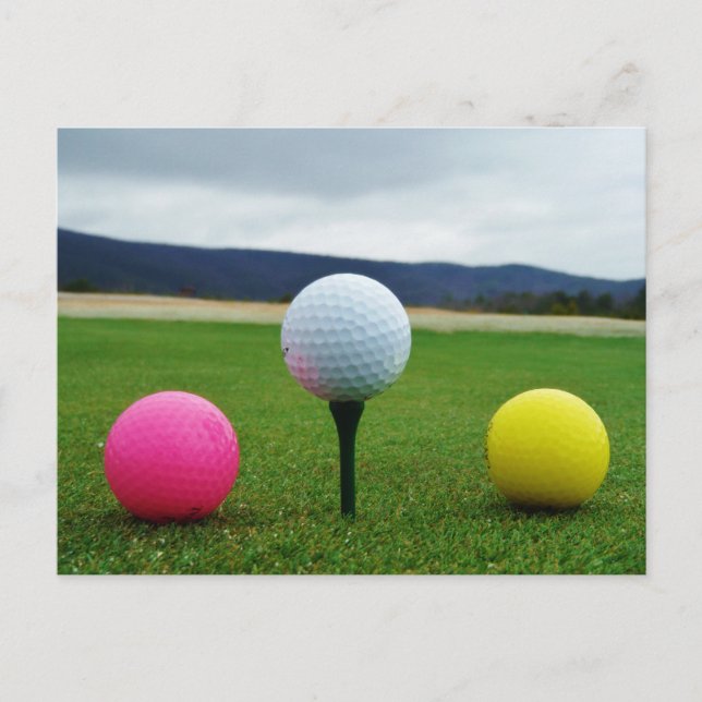Coloured Golf Balls, mountain tee Postcard (Front)