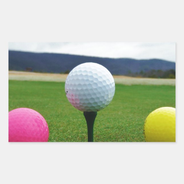Coloured Golf Balls, mountain tee Rectangular Sticker (Front)