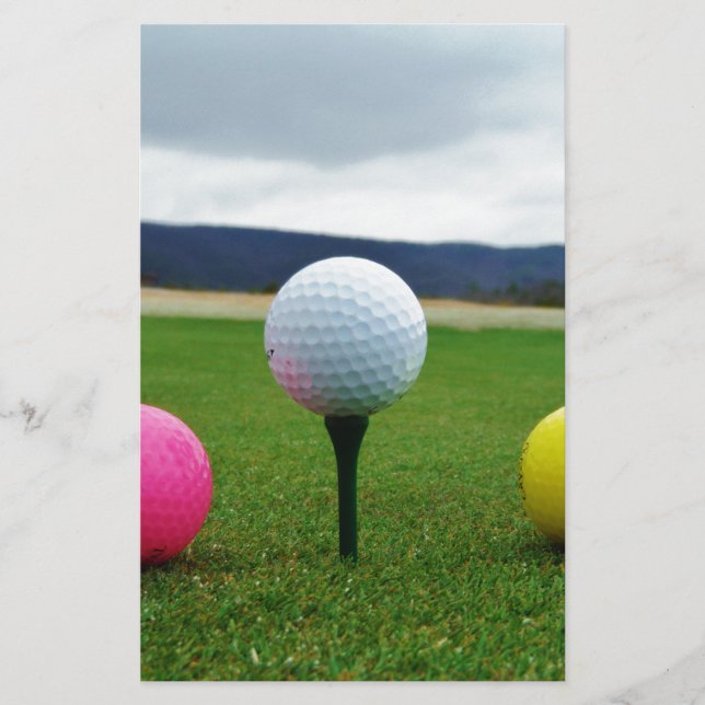 Coloured Golf Balls, mountain tee Stationery (Front)