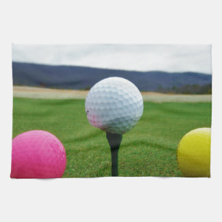 Coloured Golf Balls, mountain tee Tea Towel