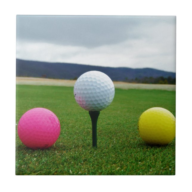 Coloured Golf Balls, mountain tee Tile (Front)