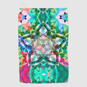 Coloured green virtual stars with neon shades thr golf towel