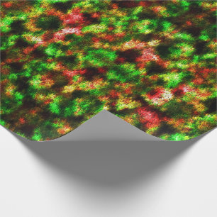 Coloured green, yellow to red with feathers. wrapping paper