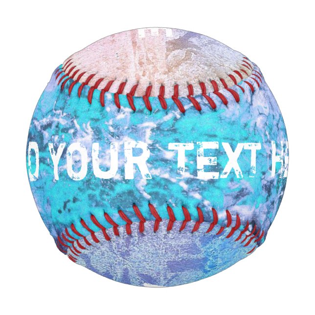 Coloured grunge ink painting blue + your ideas baseball (Back)