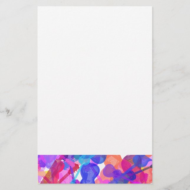 Coloured Guitar Collage Stationery (Front)