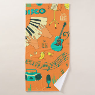 Coloured hand draw music pattern bath towel