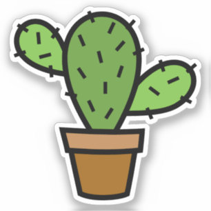 Coloured Hand Drawn Cactus Custom-Cut Vinyl Sticke