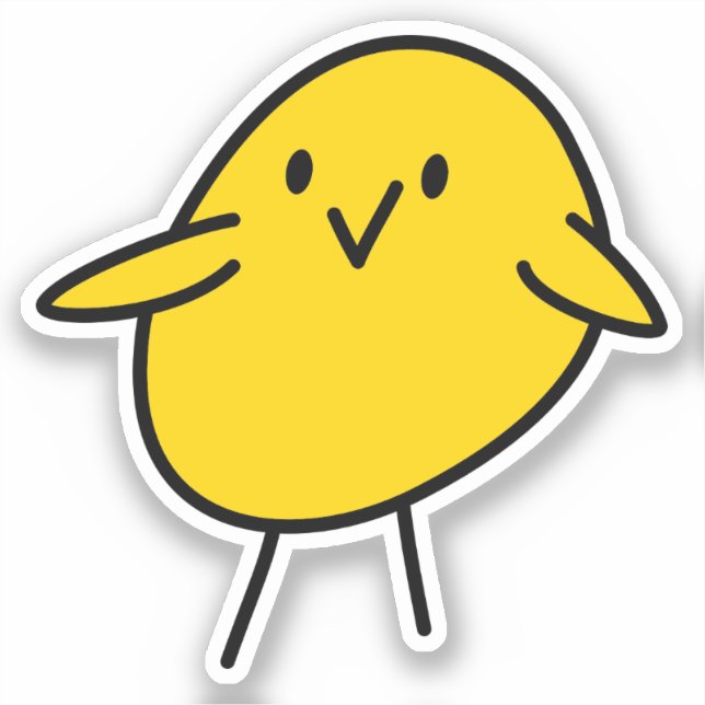 Coloured Hand Drawn Chick Custom-Cut Vinyl Sticker (Front)