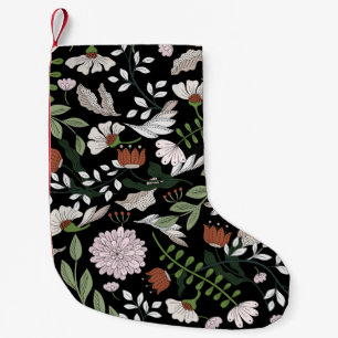 Coloured hand painted seamless pattern with flower small christmas stocking