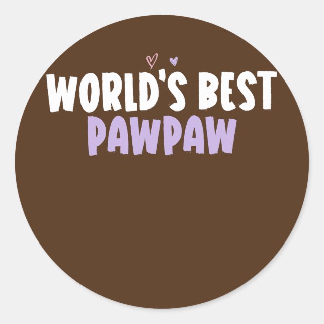 Coloured Heart Funny World's Best Pawpaw Saying  Classic Round Sticker (Front)
