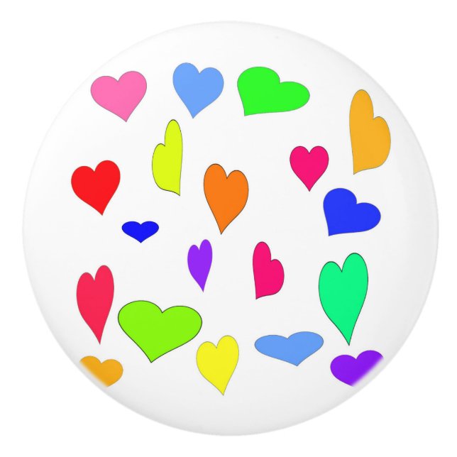 Coloured Hearts Door Knob (Front)
