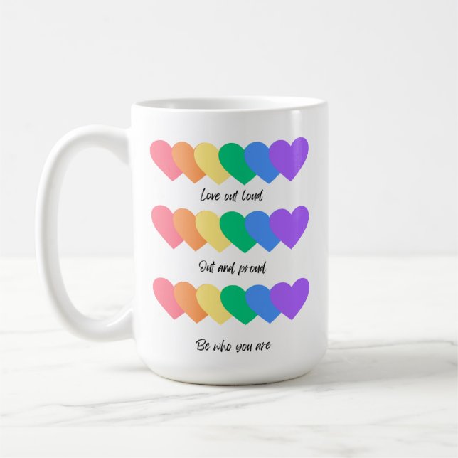 Coloured Hearts Inspiration Coffee Mug  (Left)