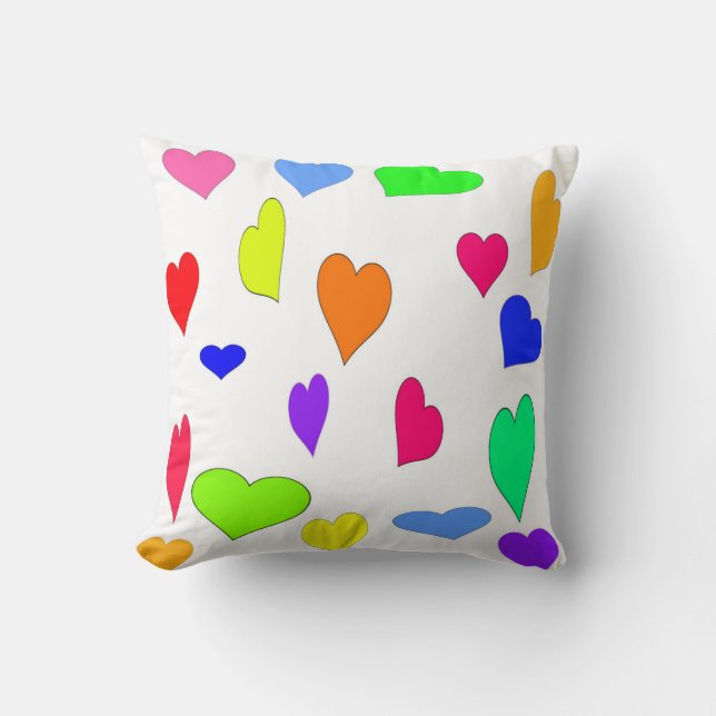 Coloured Hearts Pillow (Front)