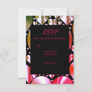 coloured hearts rsvp response card wedding party